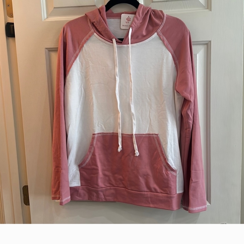 Pink and Cream Oversized Raglan Hoodie